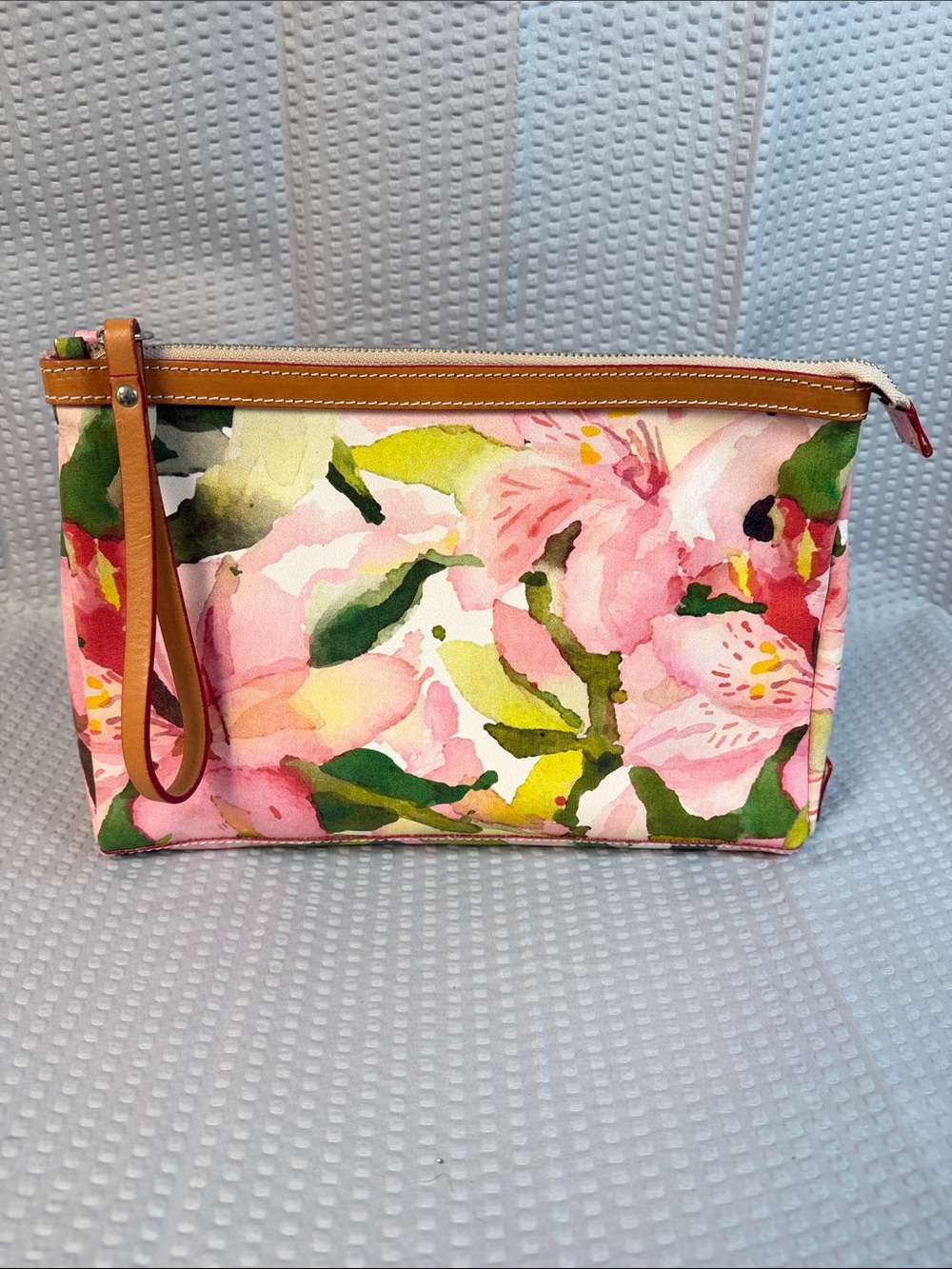 Cavalcanti  Italian Leather Floral Clutch with Wrist strap.  0726.005